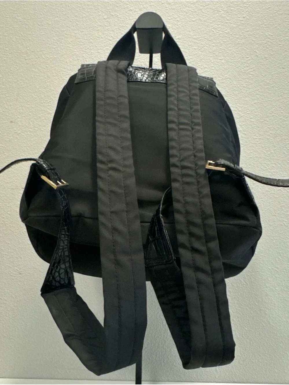 Victoria's Secret Black Croc-Accent Nylon Backpack